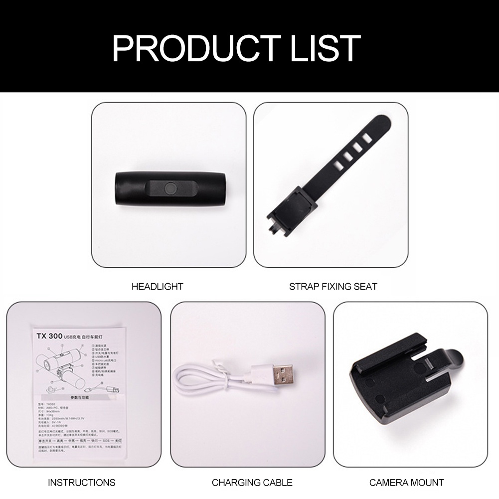 Đèn LED Chiếu Sáng Phía Trước Xe Đạp 5 Chế Độ Có Thể Sạc Lại Bằng Cổng USB