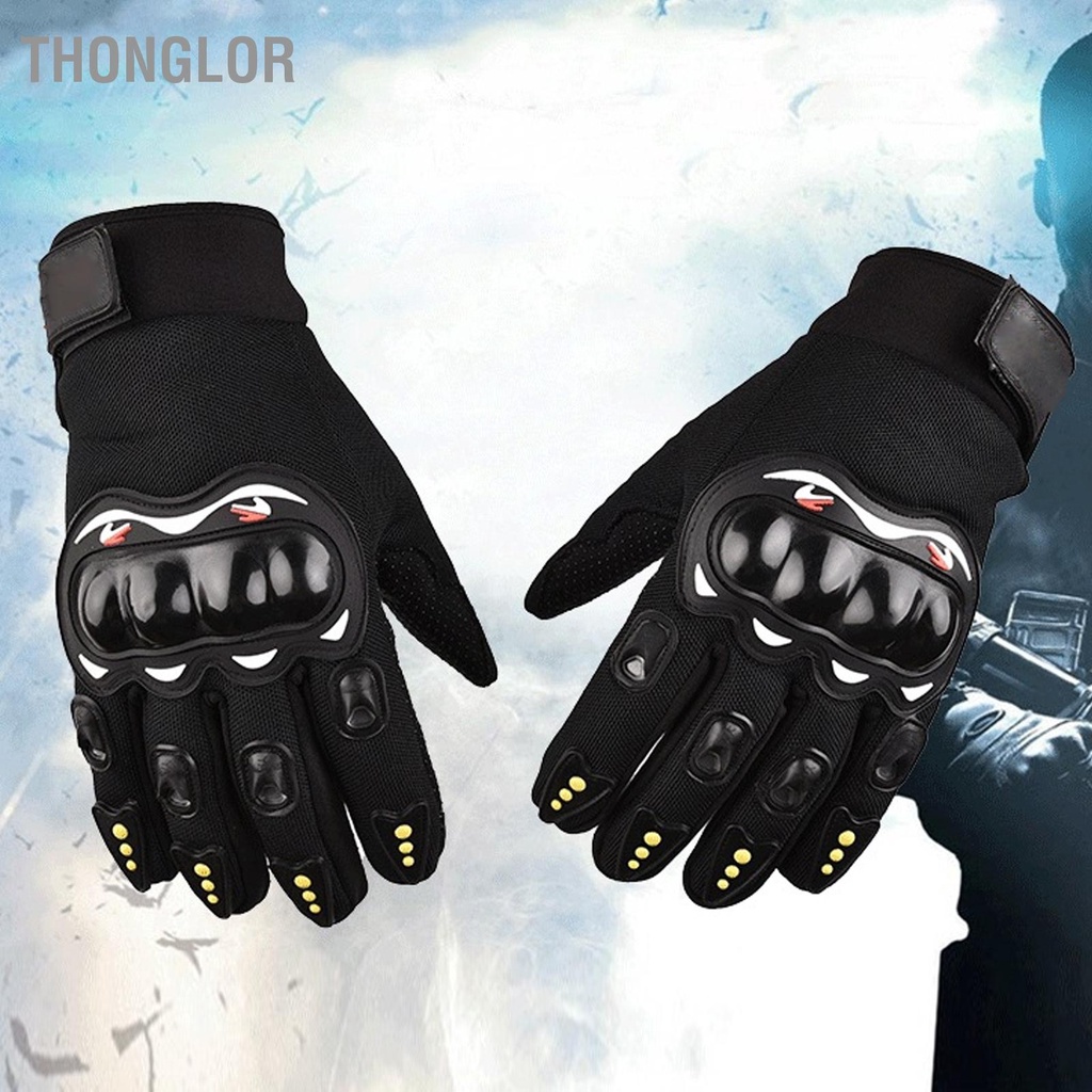 Thonglor Xe máy Knuckle Bảo vệ Găng tay Màn hình cảm ứng Thoáng khí Chống Trượt Dài Full Ngón cho Đạp xe Ngoài trời