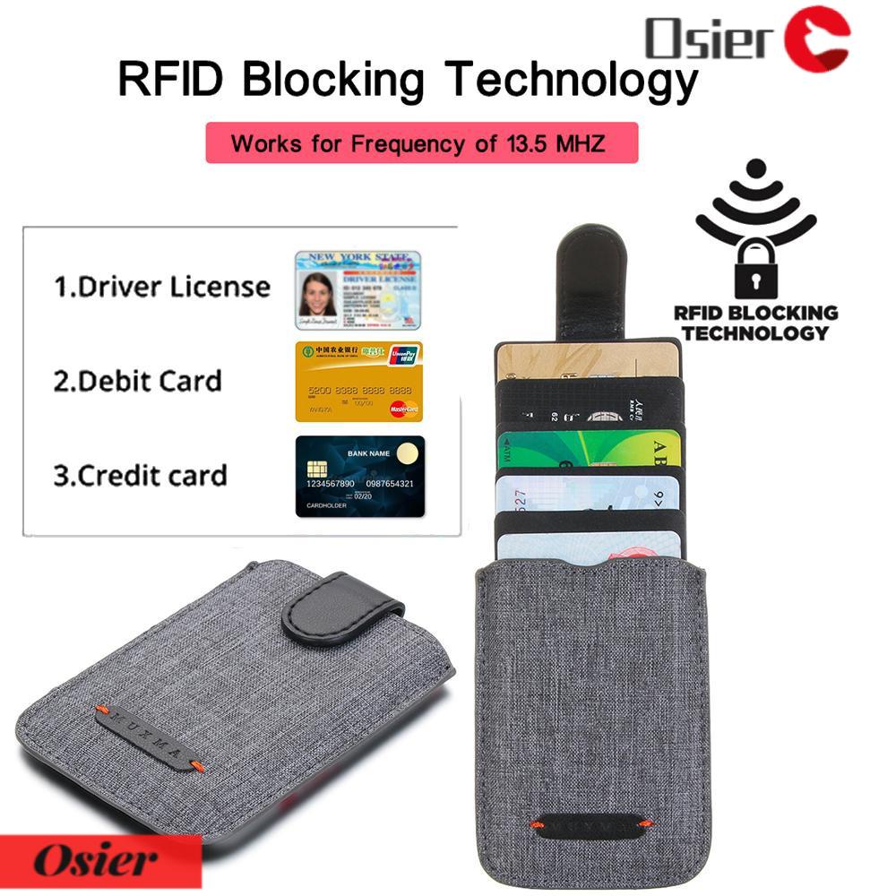 OSIER1 Ví Đựng Thẻ 5 Ngăn Bằng Da PU Và Vải Bố Thông Dụng
