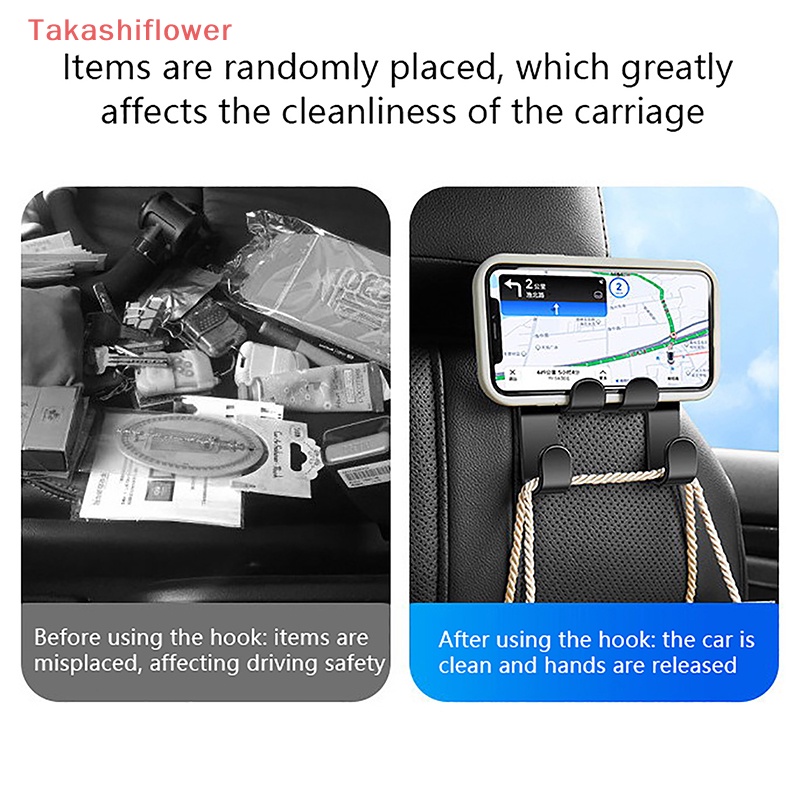 [TakashiflowerV] Set 2 Móc Treo Túi Xách / Áo Khoác / Đồ Dùng Xe Hơi Màu Đen Thông Dụng