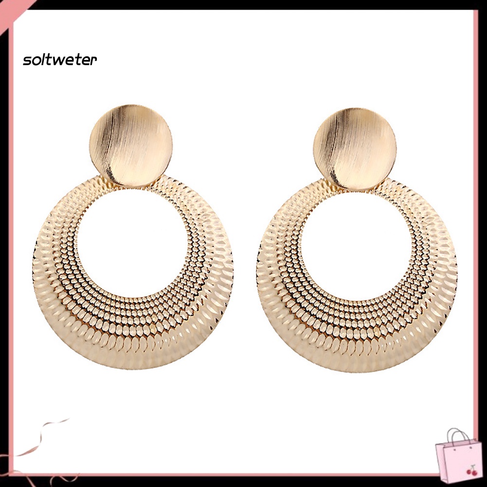 Khuyên Tai Dáng Dài Mặt Tròn Lớn Thời Trang Cho Nữ