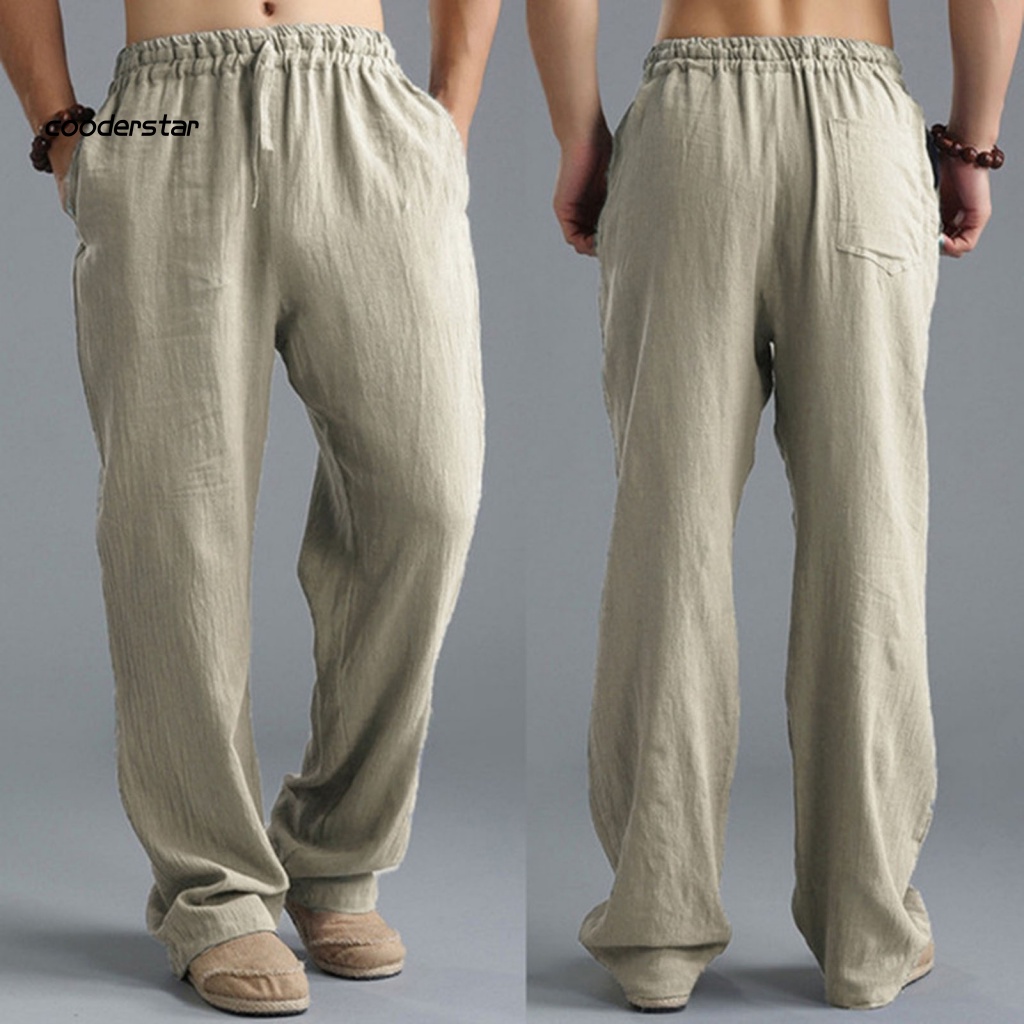 Quần Dài Lưng Thun Màu Sắc Đơn Giản Thoáng Khí Thời Trang Đường Phố Cho Nam