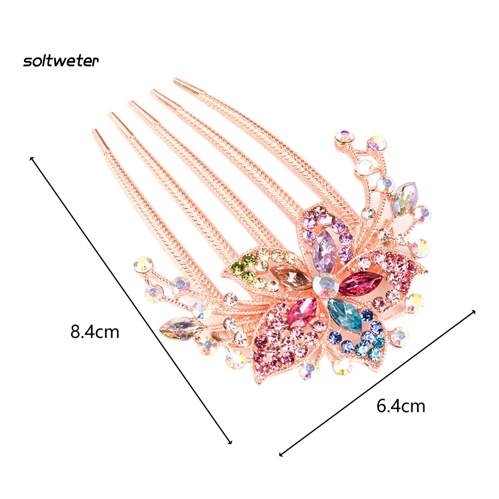 Lược Cài Tóc Hình Hoa Lá Đính Đá Xinh Xắn Cho Nữ