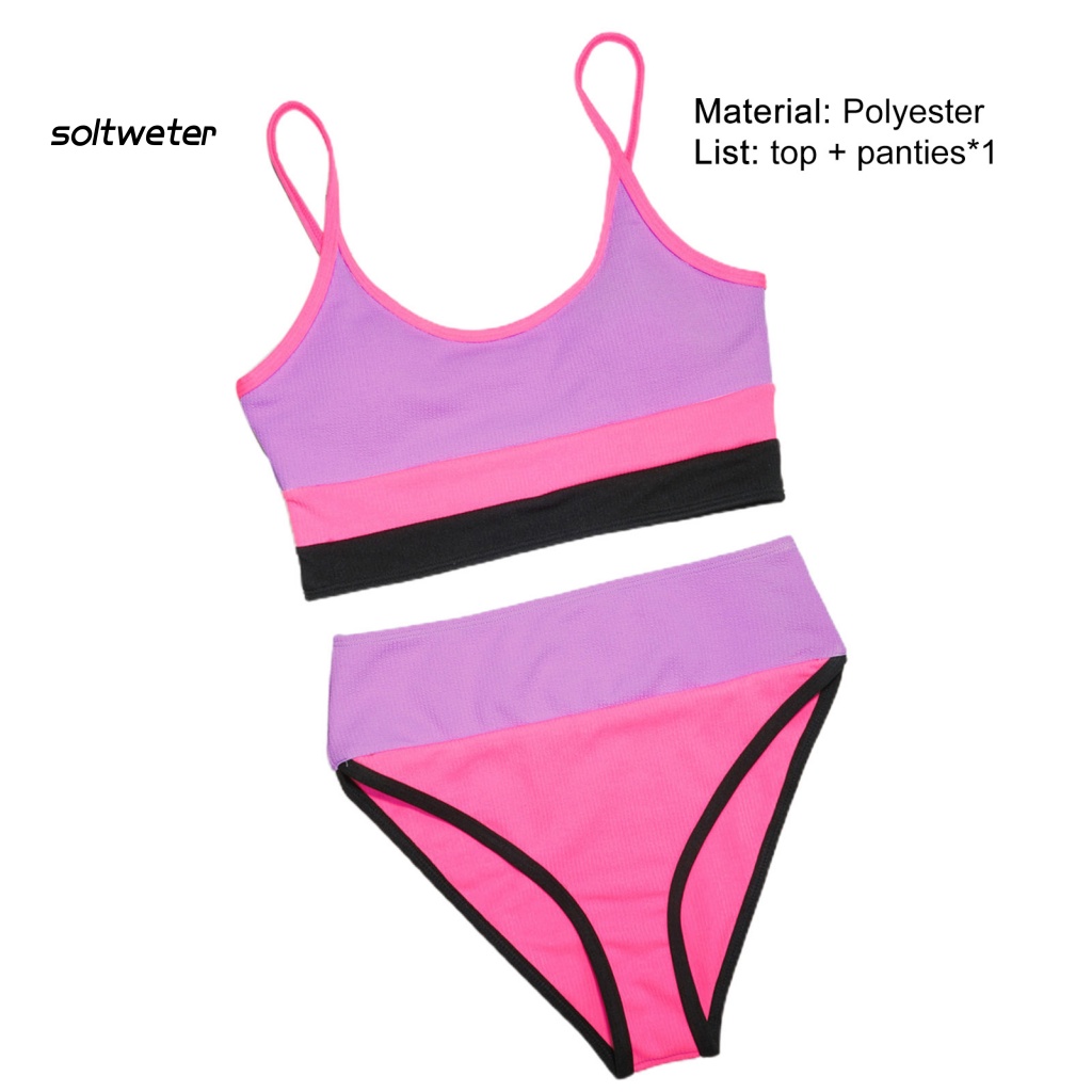 Bộ Bikini 2 Mảnh Có Dây Điều Chỉnh Màu Sắc Lưng Cao Cho Nữ