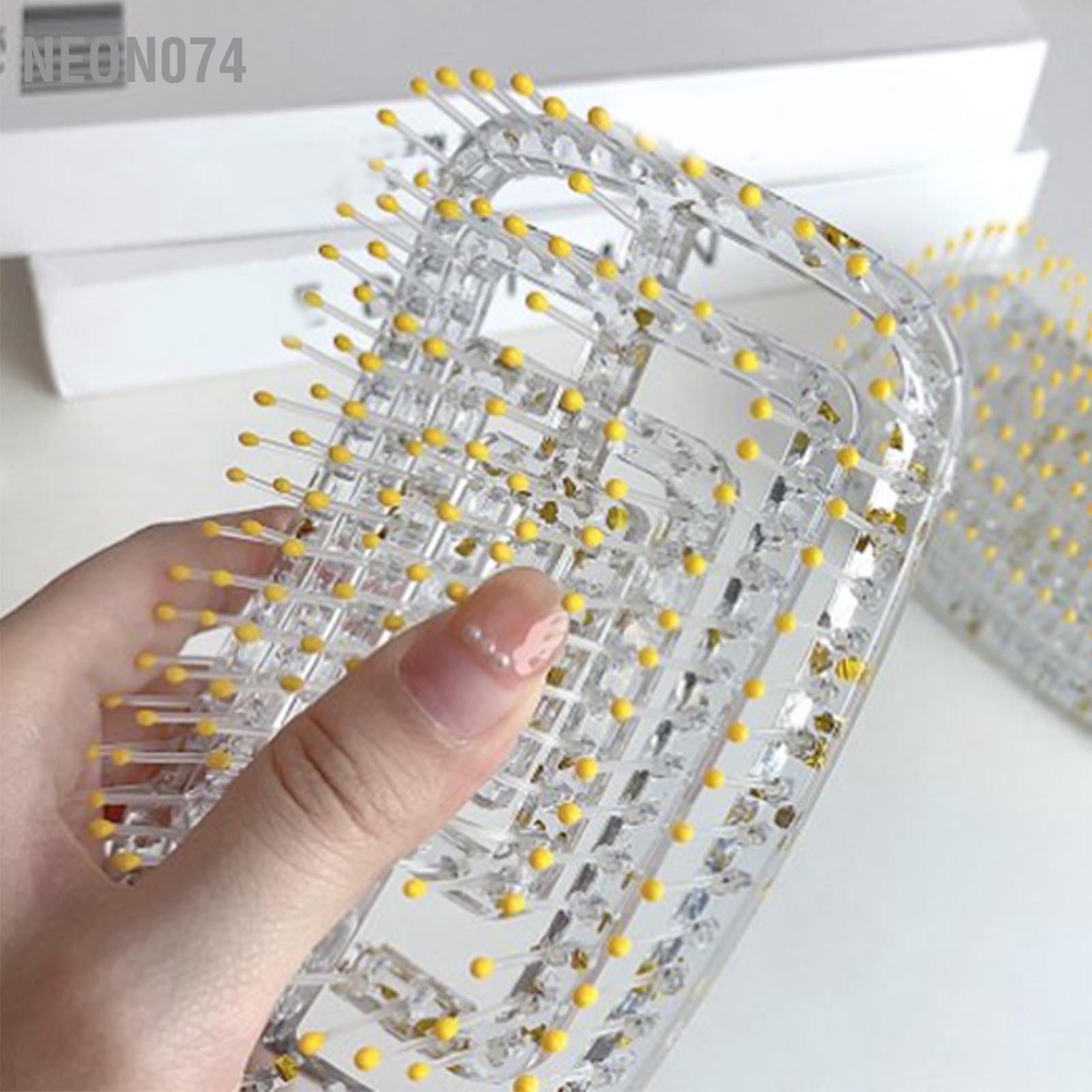 Neon074 Bàn chải tóc có lỗ thông hơi để gỡ rối Sấy khô trong suốt cong cho Salon tại nhà