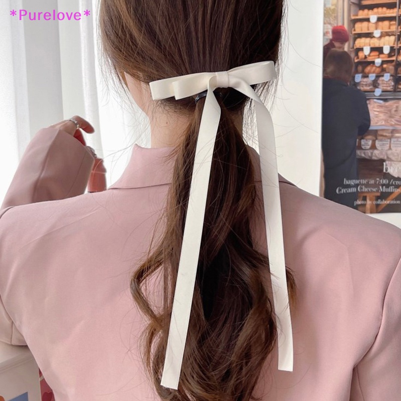 Kẹp Tóc Nơ Dài Phối Dây Ruy Băng Màu Kẹo Ngọt Ngào Cho Nữ Mới