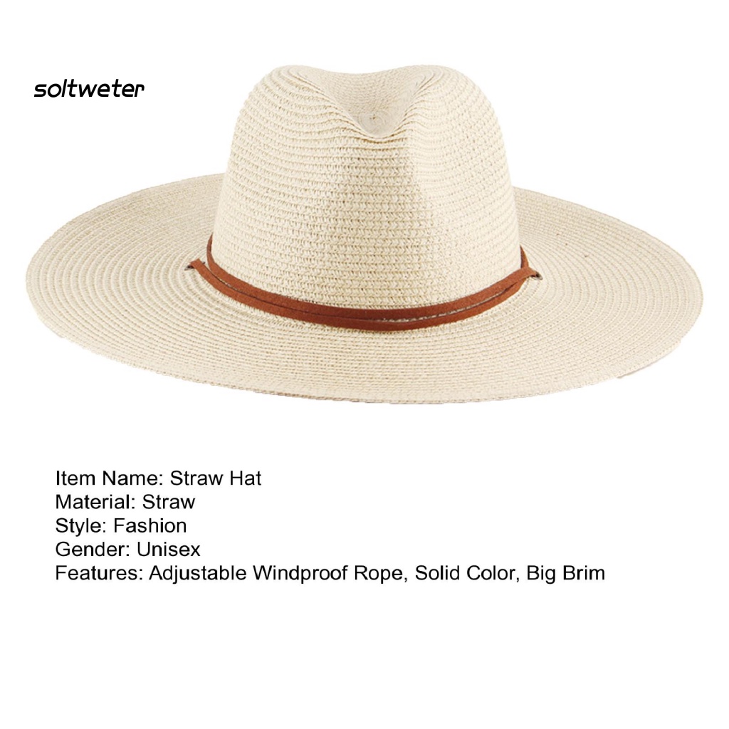 Mũ Cói Rộng Vành Chống Nắng / Gió Màu Trơn Tùy Chỉnh Thời Trang Cho Nam Và Nữ