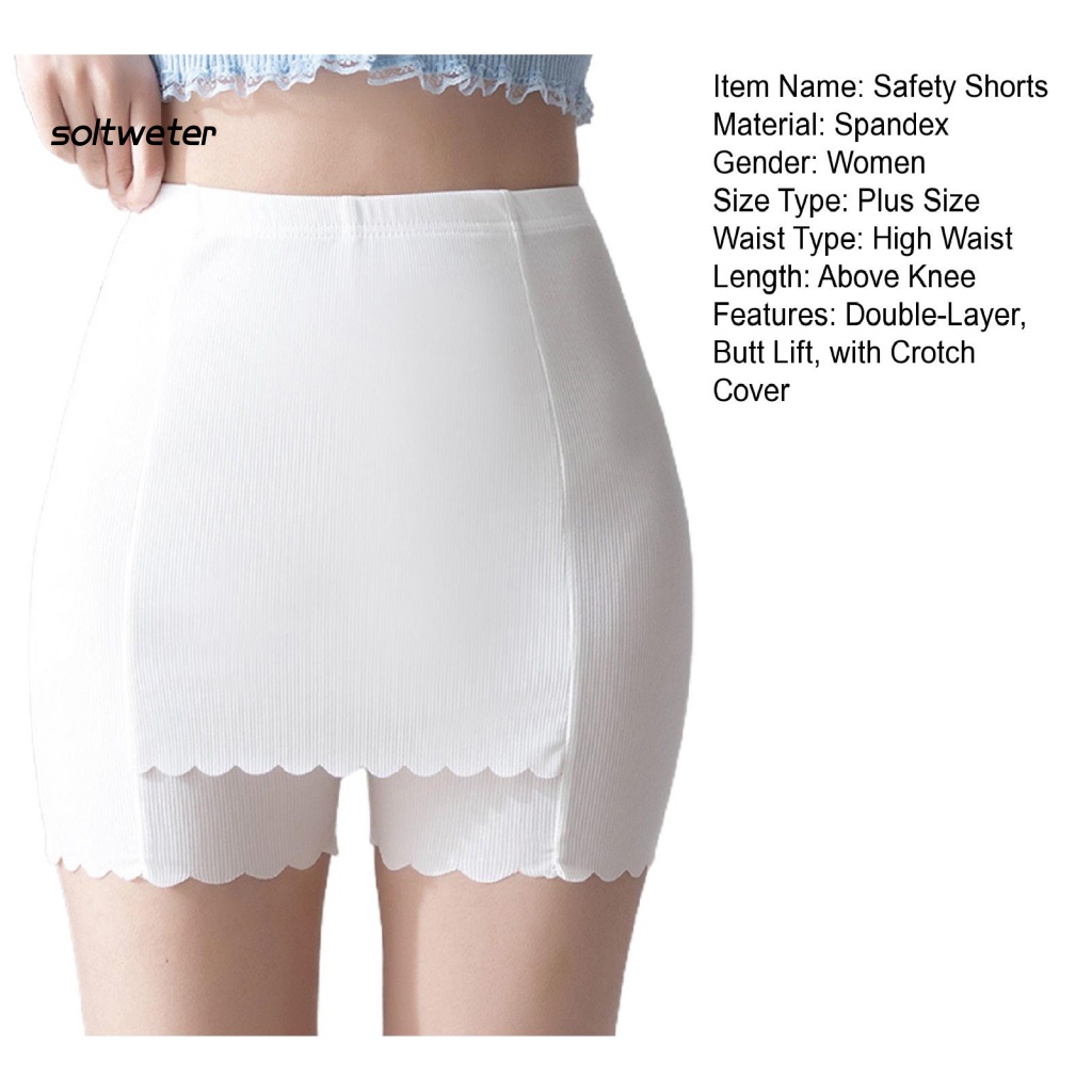 Quần Short Lưng Cao Mỏng Hai Lớp Màu Trơn Co Giãn Tốt Thời Trang Xinh Xắn Cho Nữ