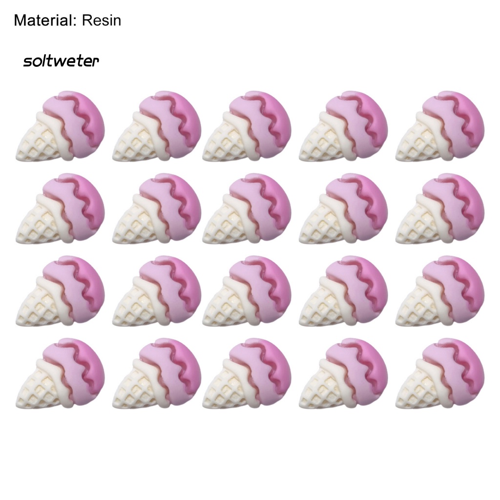 Bộ 20 Phụ Kiện Trang Trí Móng Tay / Điện Thoại Hình Cây Kem 3D Nhiều Màu DIY