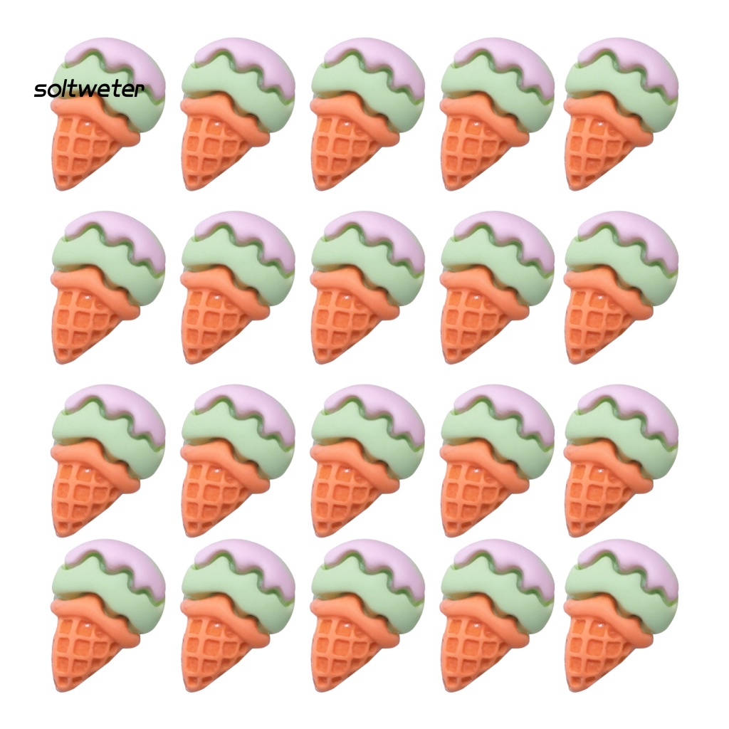 Bộ 20 Phụ Kiện Trang Trí Móng Tay / Điện Thoại Hình Cây Kem 3D Nhiều Màu DIY