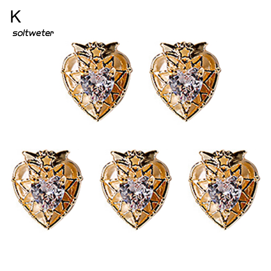 Bộ 5 Phụ Kiện Đá Zircon 3D Tự Trang Trí Móng Tay Nghệ Thuật Cho Nữ