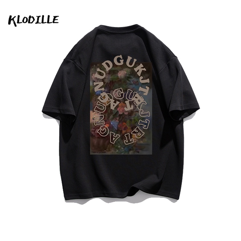 KLODILLE Áo Thun 100% Cotton Tay Ngắn Dáng Rộng In Hoạ Tiết Đơn Giản Trẻ Trung Cho Nam Giới Local Brand