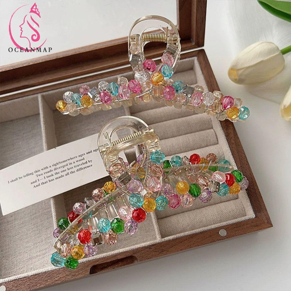 OCEANMAP Kẹp Tóc Hình Cá Mập Đính Hạt Phong Cách Hàn Quốc