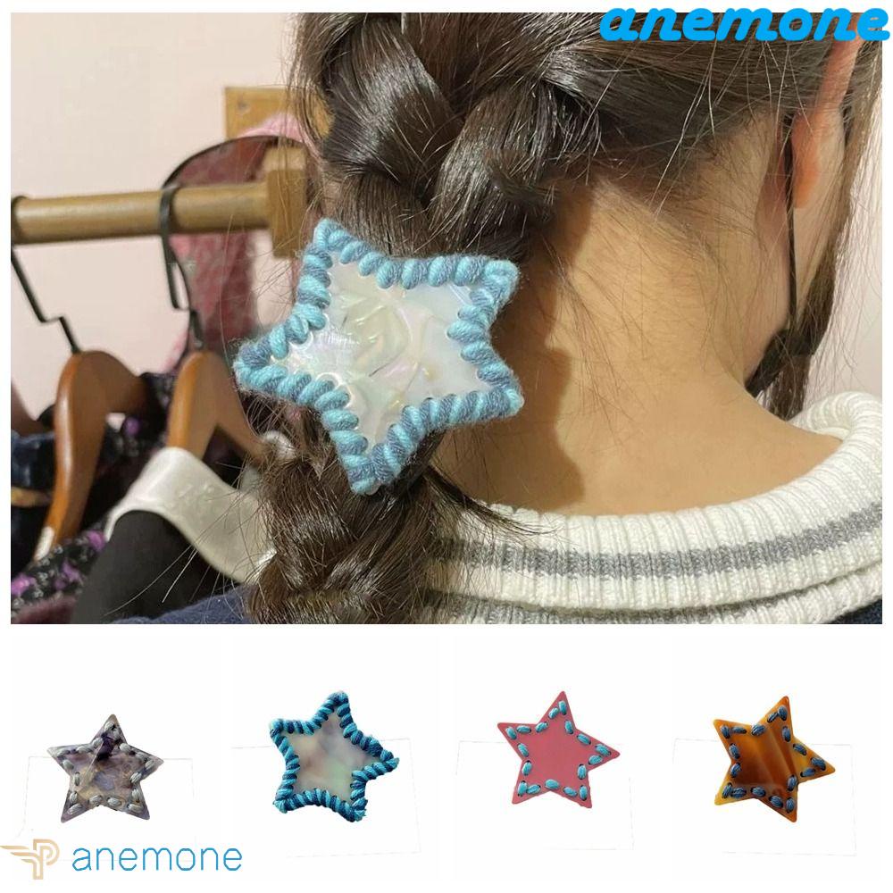 ANEMONE Kẹp Tóc Nhựa Y2k Hình Ngôi Sao Màu Sắc Tương Phản Sáng Tạo Cho Bữa Tiệc
