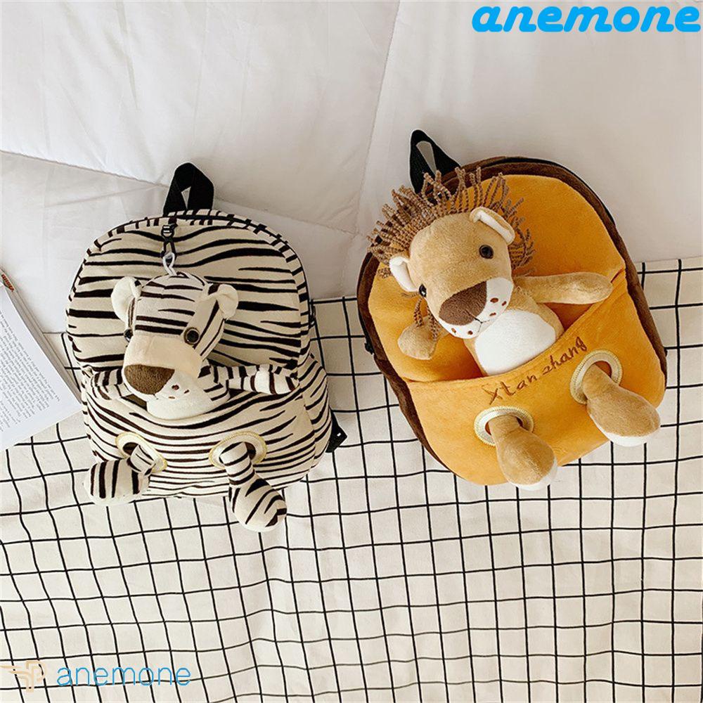 ANEMONE Ba Lô Vải Lông Chất Lượng Cao Hình Sư Tử Cho Trẻ Mẫu Giáo Jungle Brother