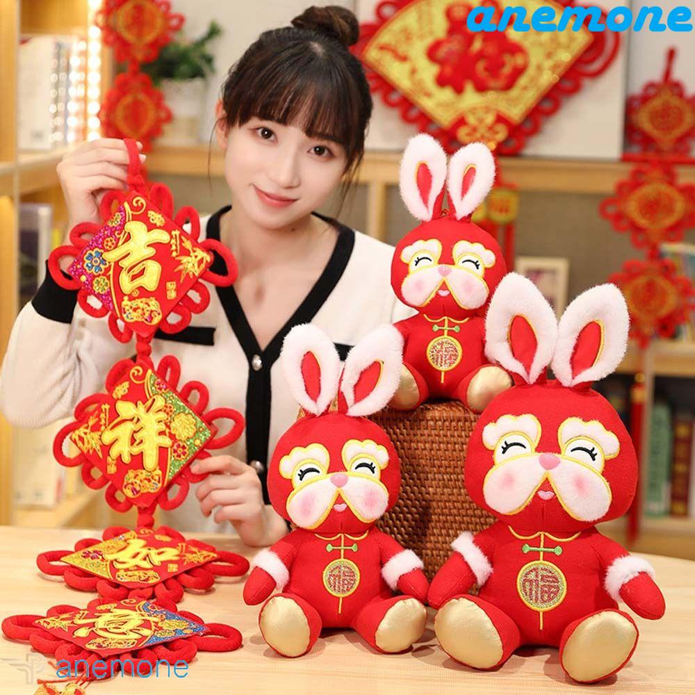 ANEMONE Thỏ Nhồi Bông Phong Cách Trung Hoa Dễ Thương Dùng Trang Trí Nhà Cửa