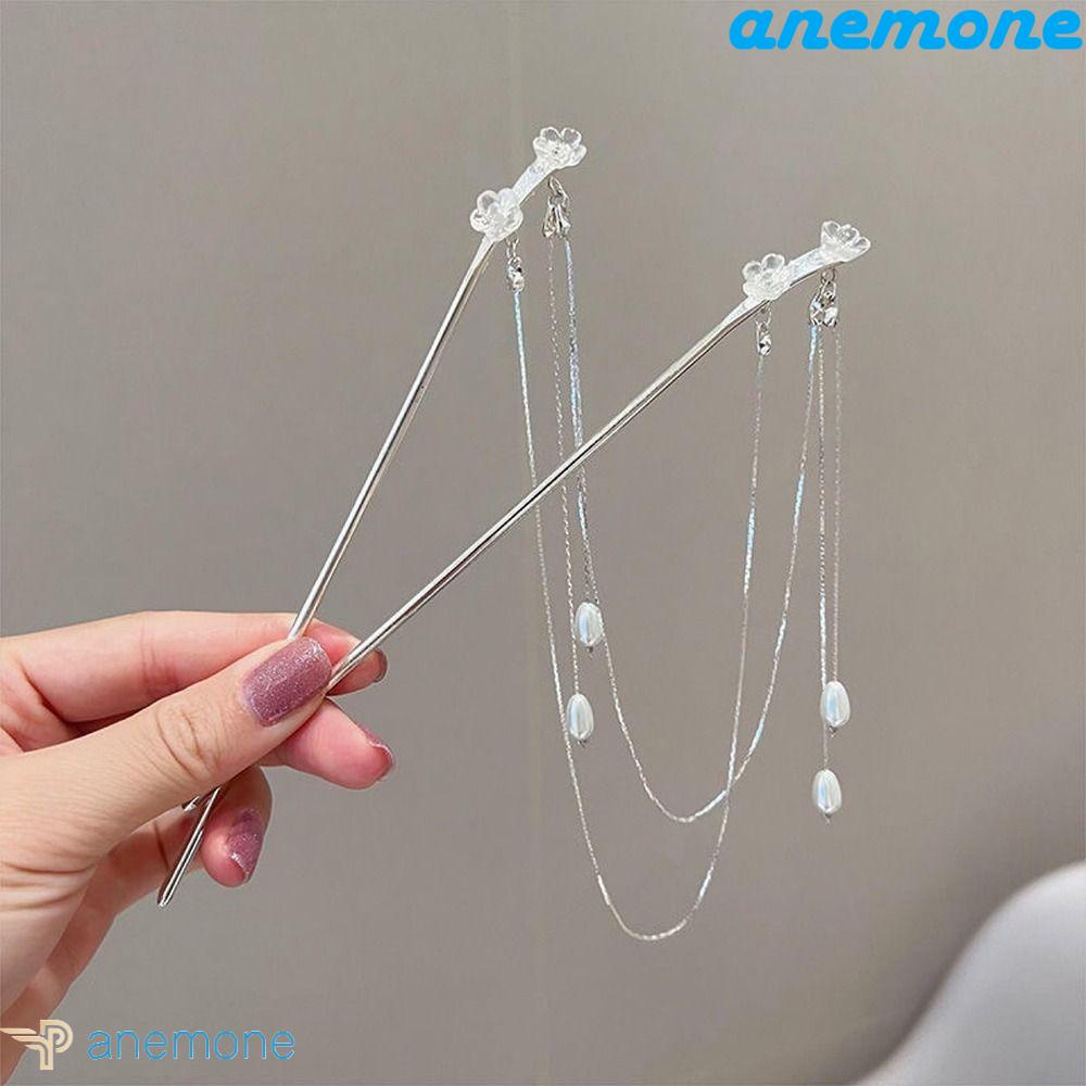 ANEMONE Trâm Cài Tóc Hai Đầu Phối Tua Rua Phong Cách Cổ Điển Cho Nữ