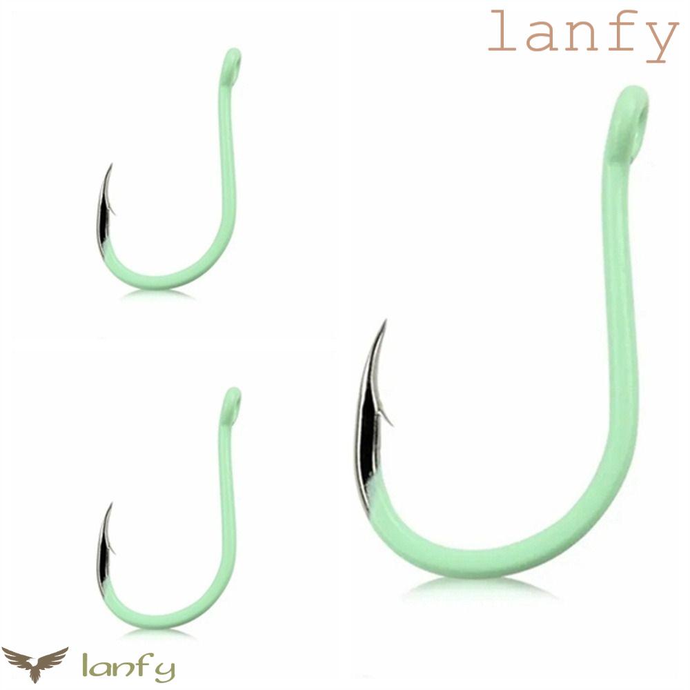 LANFY Móc Câu Cá Phát Sáng Dạ Quang Mũi Cong Siêu Kim Hình Tam Giác Cho Nước Mặn