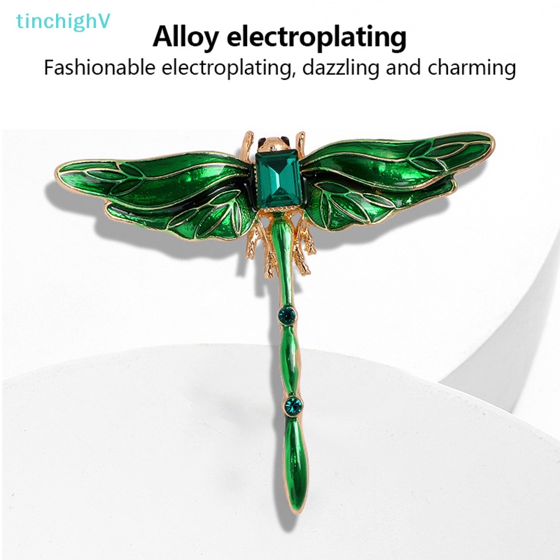 [TinchighV] Ghim Cài Áo Hình Chuồn Chuồn Đính Đá Pha Lê Màu Xanh Lá Cây Phong Cách Vintage Thời Trang Nữ [Mới]