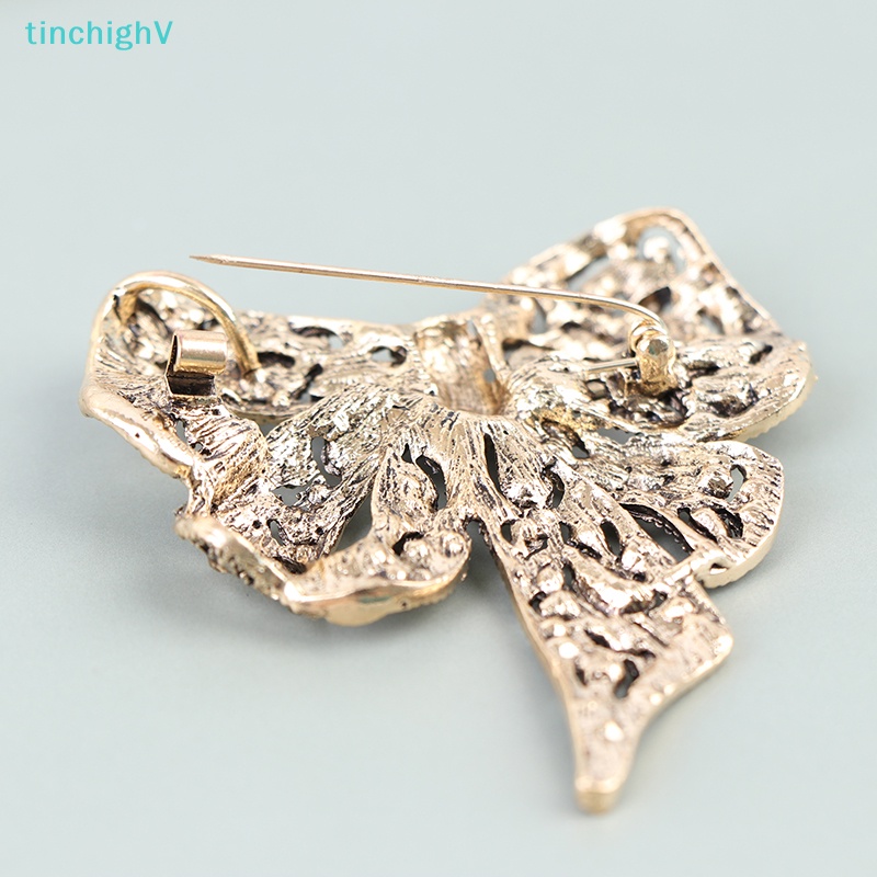 [TinchighV] Ghim Cài Áo Hình Nơ Đính Kim Cương Giả Bằng Kim Loại Cho Nữ