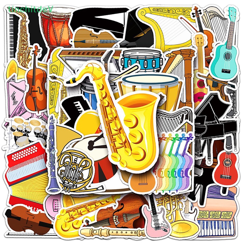 Bộ 50 Sticker Hoạt Hình Dán Trang Trí Đàn Guitar / Laptop / Xe Hơi