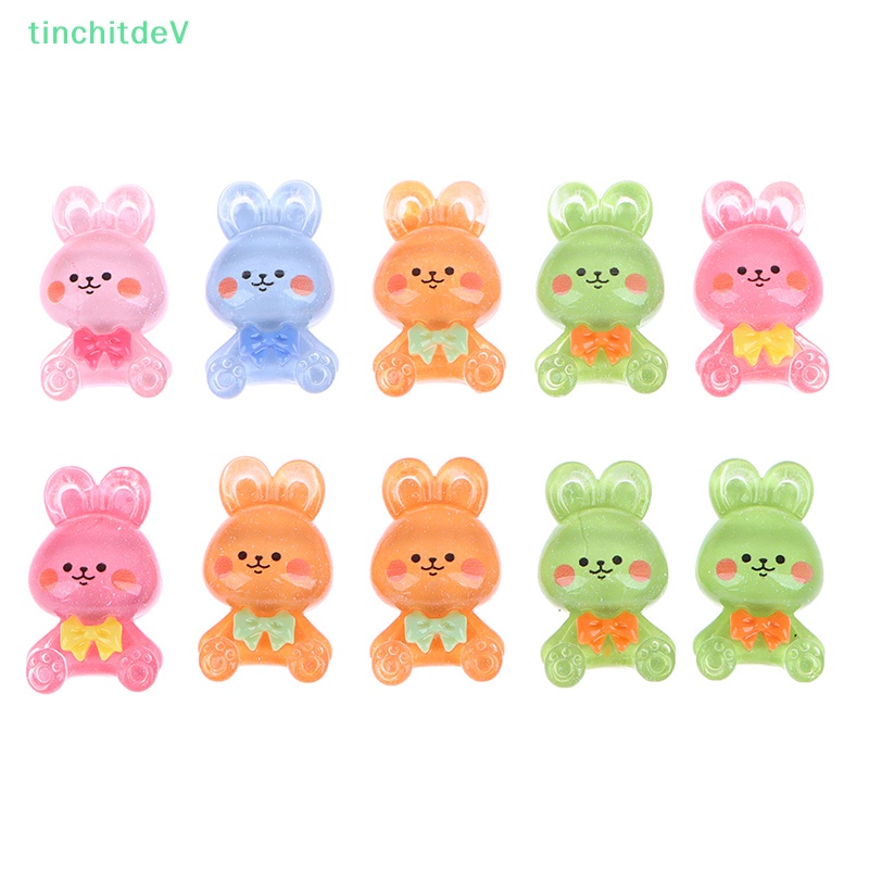 [TinchitdeV] Set 10 Thỏ Gấu Hoạt Hình Kawaii Bằng Nhựa Resin Thủ Công DIY Đa Ứng Dụng