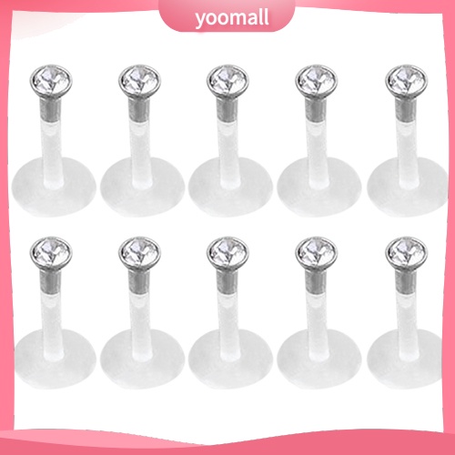 Set 10 Khuyên Môi Bằng Acrylic Đính Đá Cá Tính