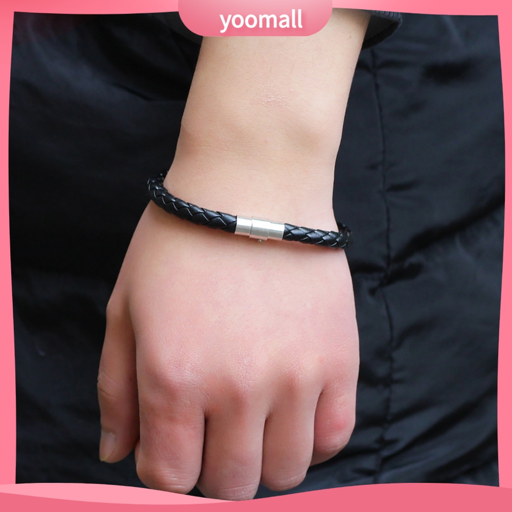 [YM] Vòng Đeo Tay Dây Da Bện Khóa ic Đa Năng Cho Nam Kỷ Niệm