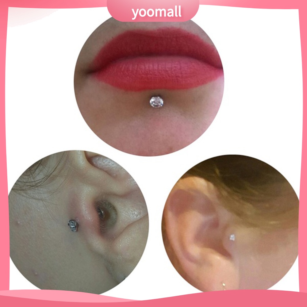 1 Khuyên Xỏ Môi / Tai / Môi Đính Đá Zircon Thời Trang Unisex