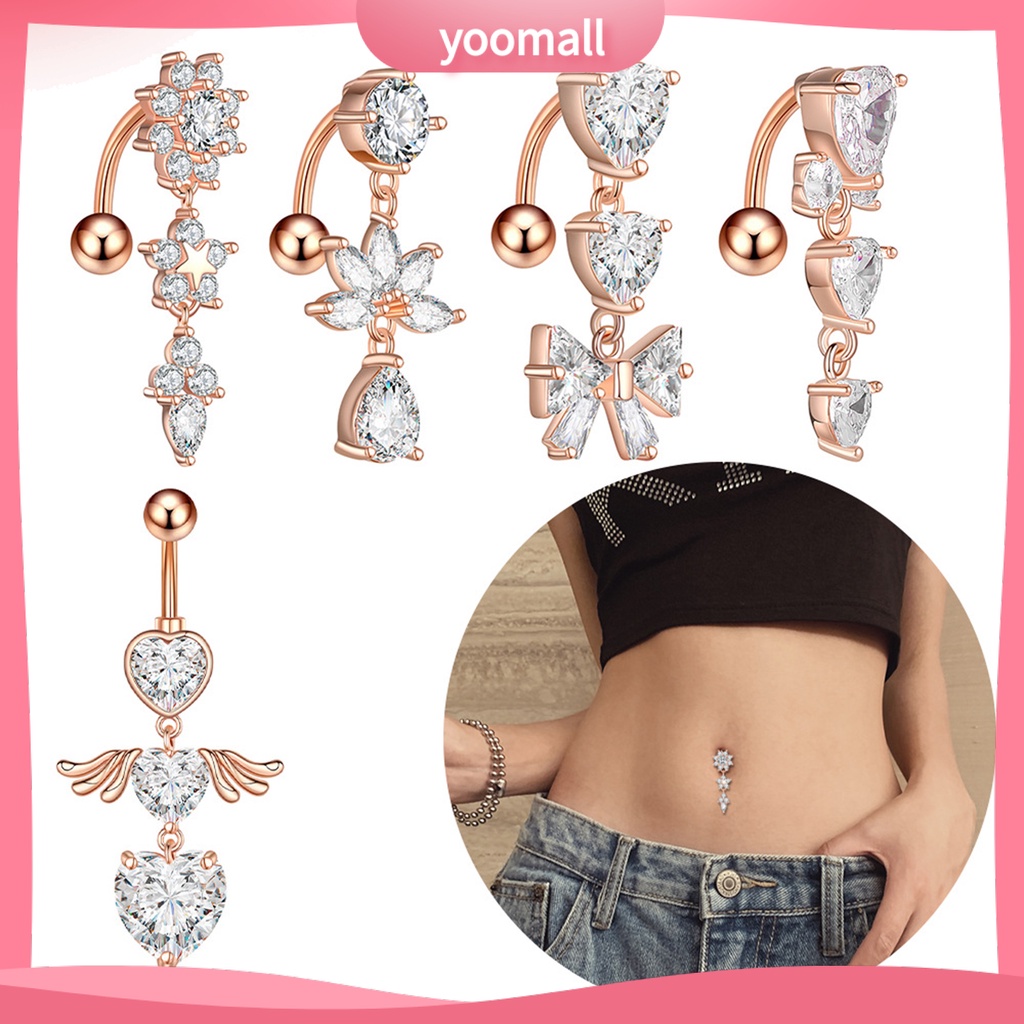 1 Khuyên Rốn Hình Hoa Đính Đá Zircon Quyến Rũ Cho Nữ