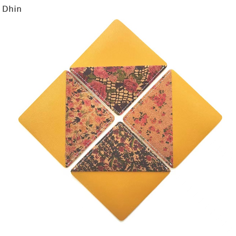 [Dhin] Flower Leather Bookmark Portable Gift Rhombus Bookmark Book Page Holder Cork Printed Bookmark Corner Bookmark Stationery Gift COD