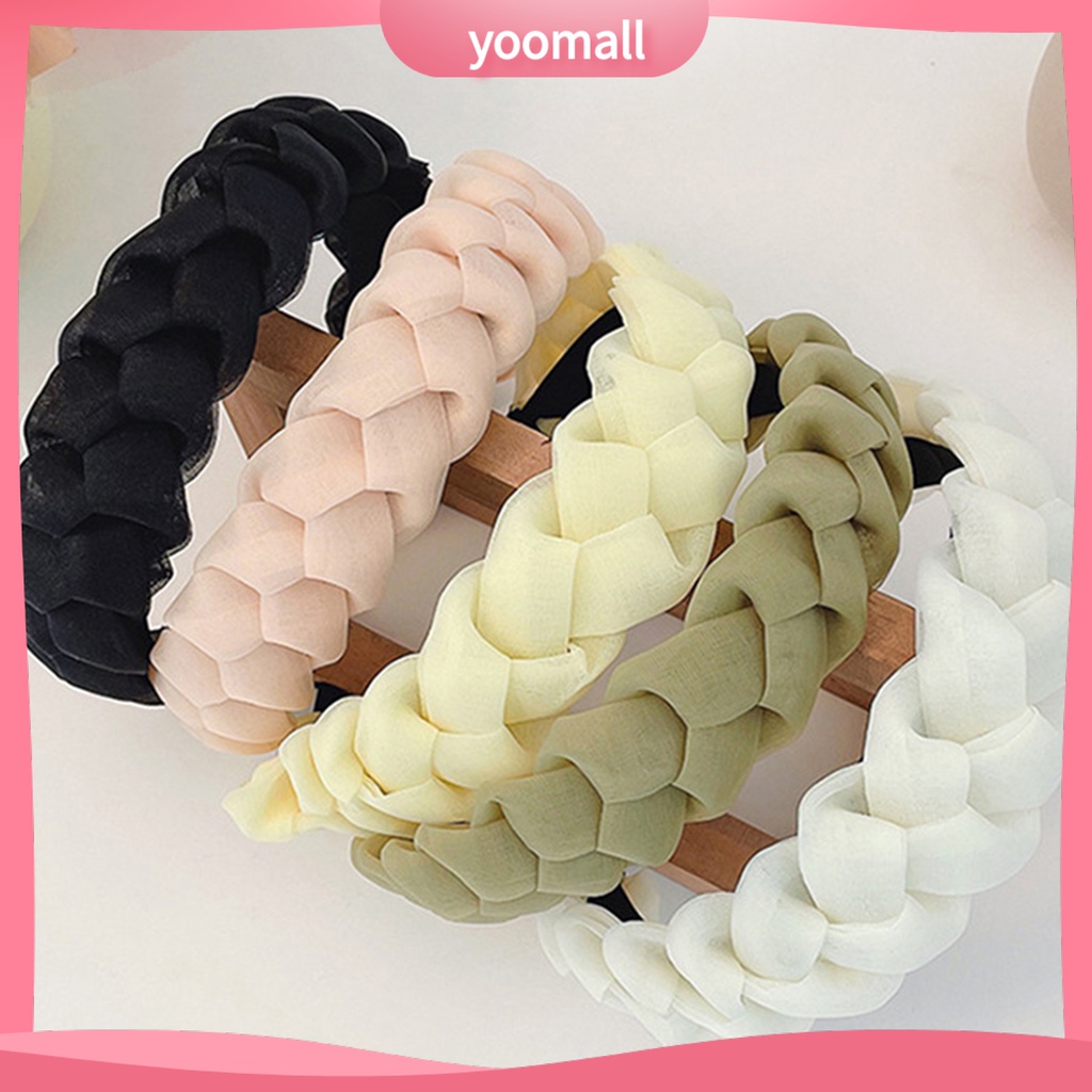 Băng Đô Rửa Mặt Sợi Lưới Bản Rộng Chống Trượt Họa Tiết Xoắn Cho Nữ