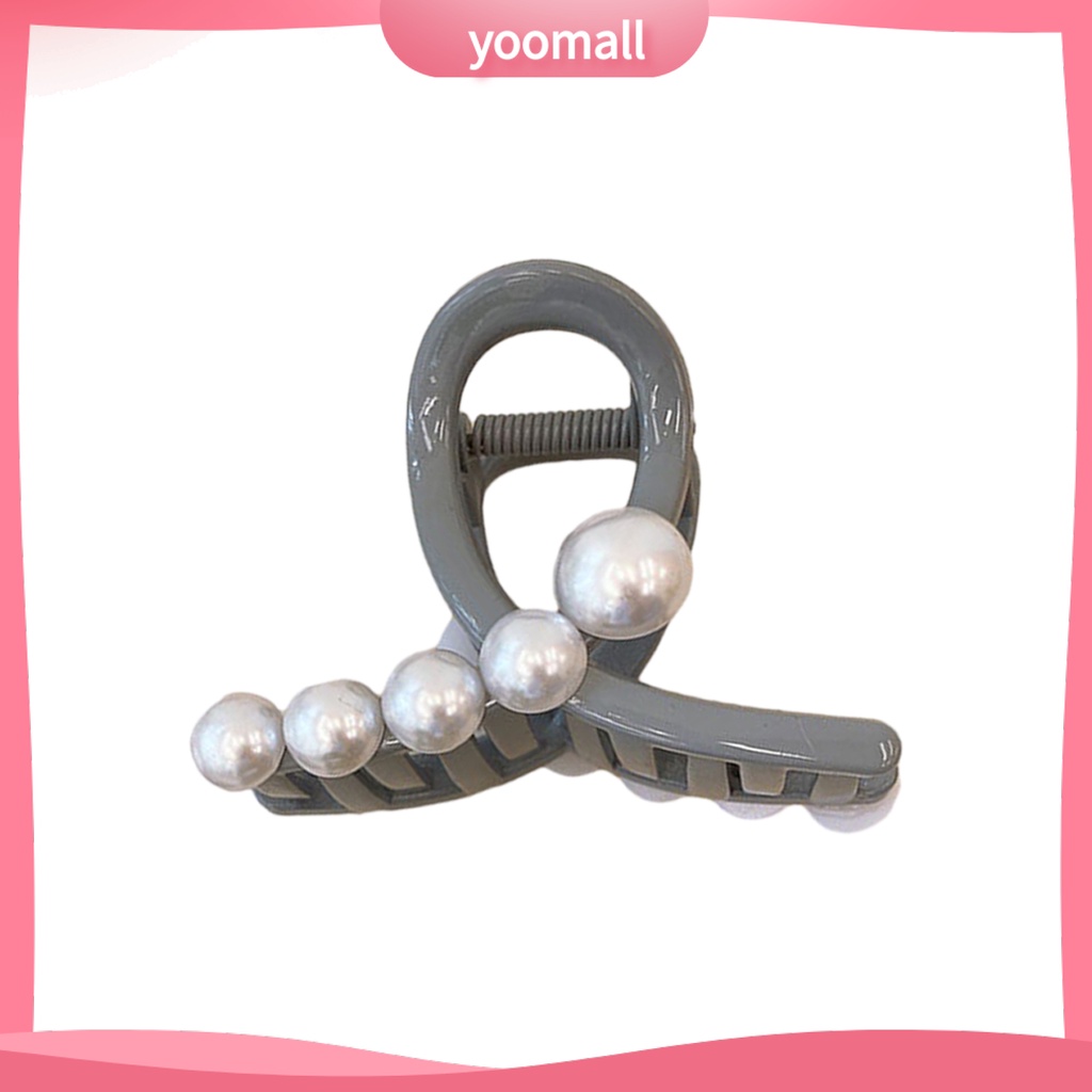 [YM] Kẹp Tóc Móng Vuốt Đính Ngọc Trai Giả Khoét Lỗ Chéo Mạnh Mẽ Màu Sắc Tương Phản Chống Trượt Tạo Kiểu Tóc Cho Nữ