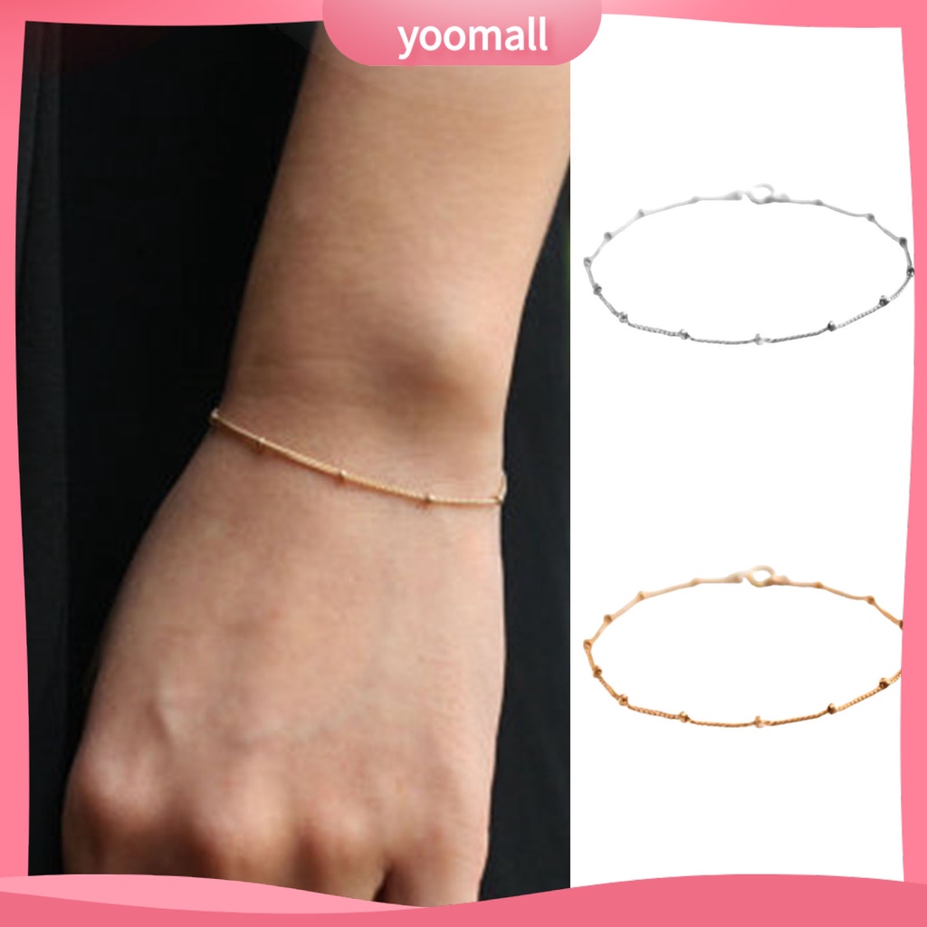 [YM] Vòng Tay Chuỗi Hạt Nhỏ Màu Trơn Chống Mài Mòn Mặc Hàng Ngày Cho Nữ