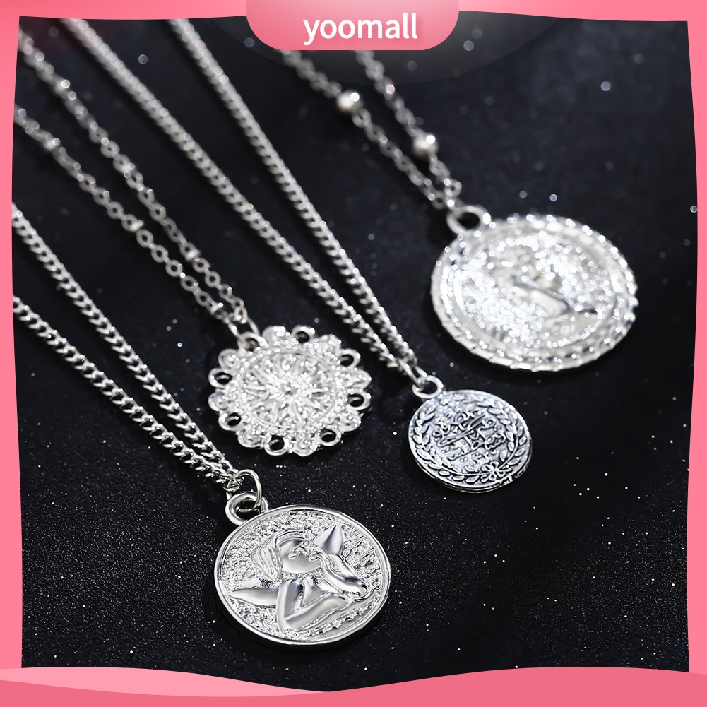 Vòng cổ Nhiều Lớp Mặt Hình Nữ Hoàng Phong Cách Vintage