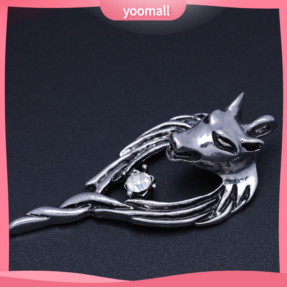 Vòng cổ Thép Titan Mặt Hình Đầu Sói Đính Đá Thời Trang Cho Nam