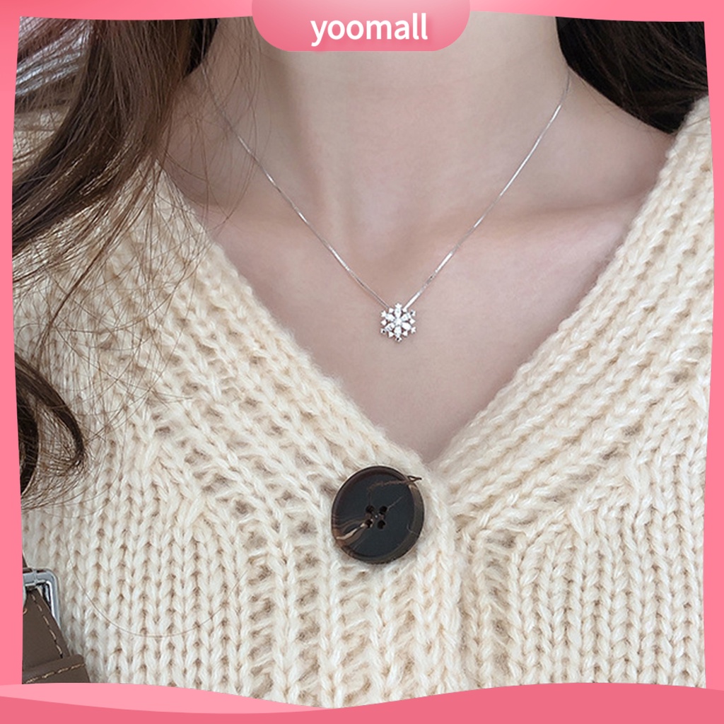 Vòng cổ Mặt Hình Hoa Tuyết Đính Đá Zircon Chống Mài Mòn Thời Trang Dự Tiệc Cho Nữ