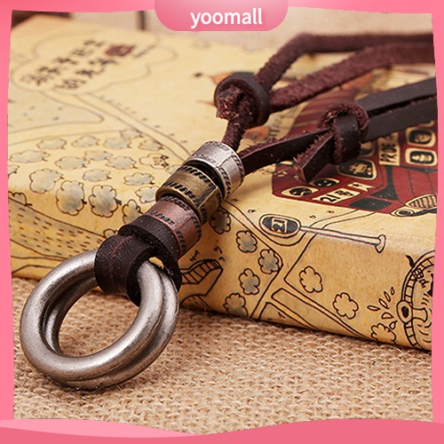 Vòng cổ Giả Da Hai Lớp Mặt Tròn Phong Cách Retro Thời Trang Cho Nam