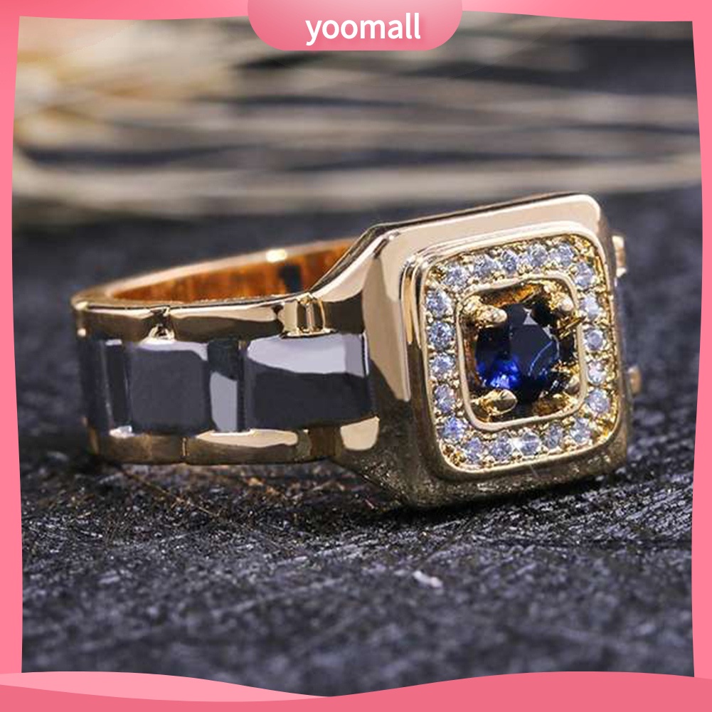 Nhẫn Đính Đá Sapphire Nhân Tạo Kiểu Dáng Sang Trọng Cho Nam