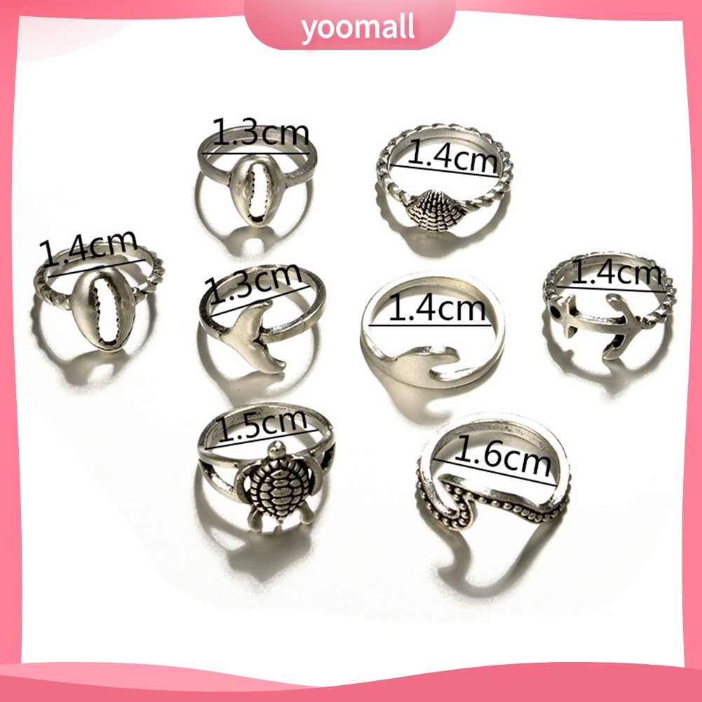 Set 8 Nhẫn Đeo Khớp Ngón Tay Phong Cách Boho Thời Trang Cho Nữ