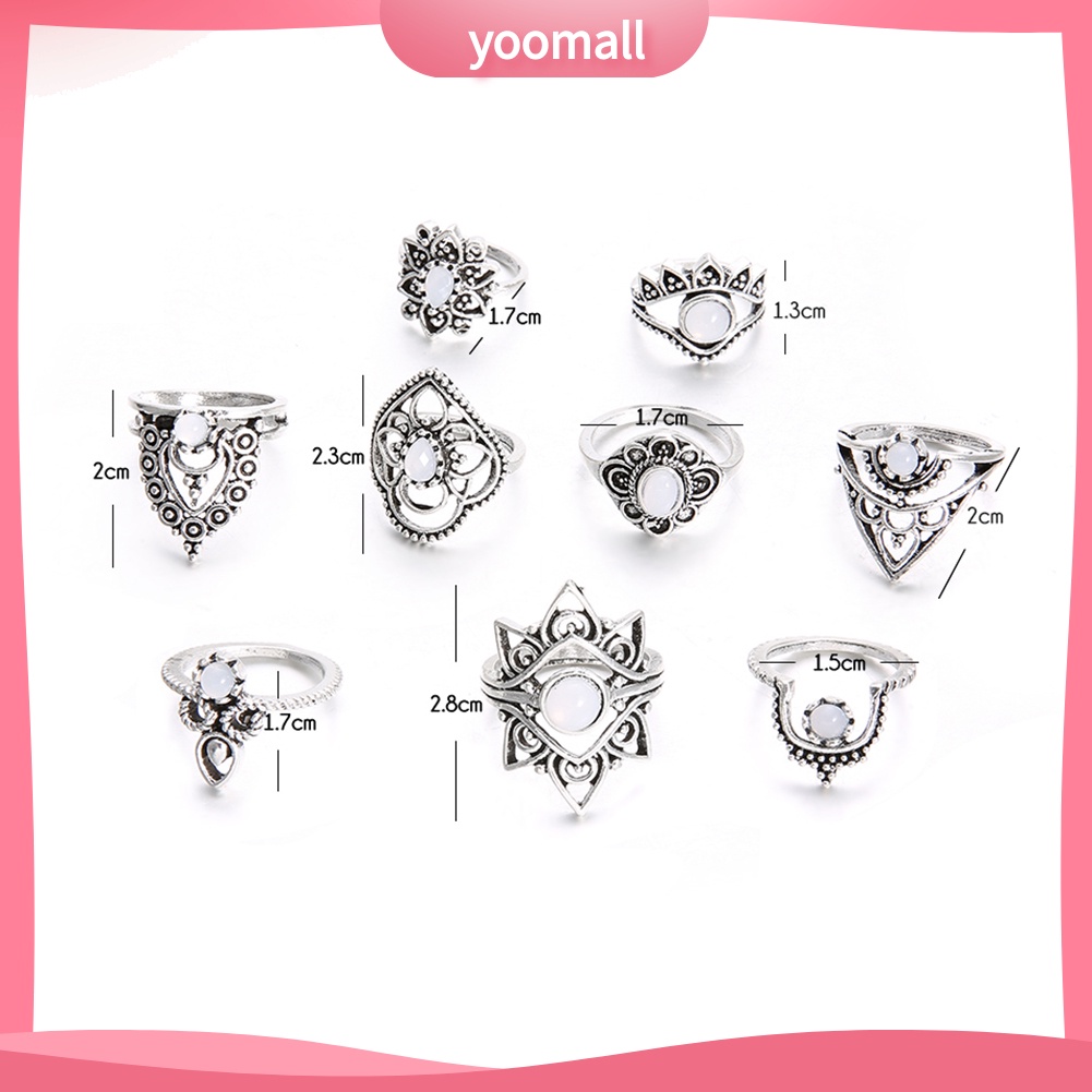 Set 9 Nhẫn Đeo Khớp Ngón Tay Phong Cách Retro