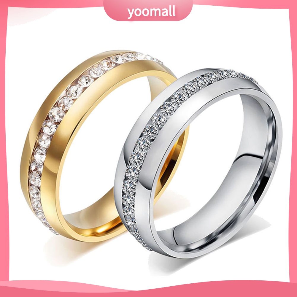 Nhẫn Cưới Chất Liệu Thép Titan Đính Đá Kích Thước 6-13