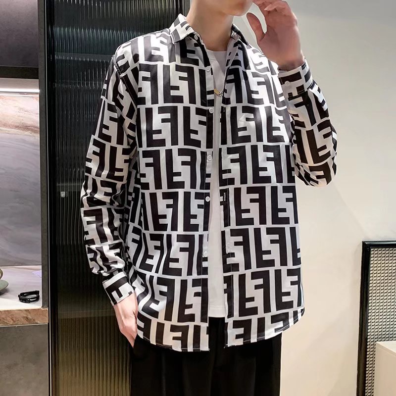 Áo Sơ Mi Tay Dài In Họa Tiết Phong Cách Harajuku Nhật Bản Thời Trang Mùa Xuân Cho Nam