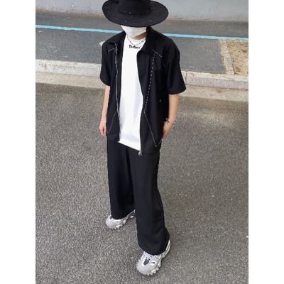 Áo Sơ Mi Tay Ngắn Dáng Rộng Có Khóa Kéo Phong Cách Hàn Quốc Có Size 23ss