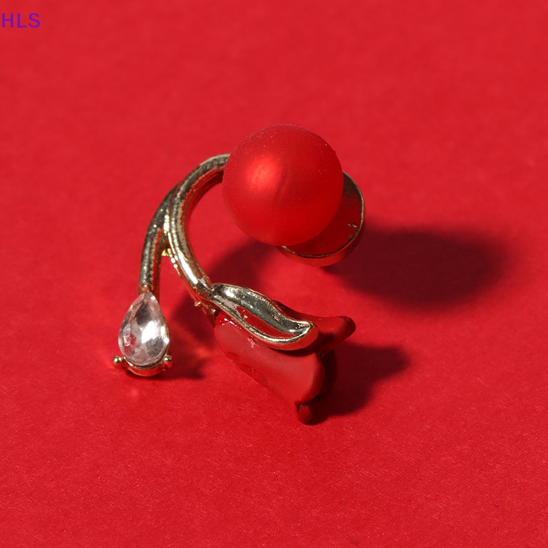 Bông Tai Hình Hoa Đính Ngọc Trai Giả Màu Đỏ Thiết Kế Thanh Lịch Thời Trang Cho Nữ