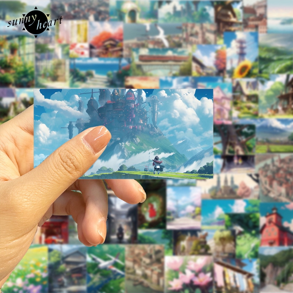 Sunnyheart Set 60 Miếng Dán Hình Dán Trang Trí Chai Nước Laptop Xe Hơi Ván Trượt Máy Tính Xe Đạp Sổ Lưu Niệm Đi Học