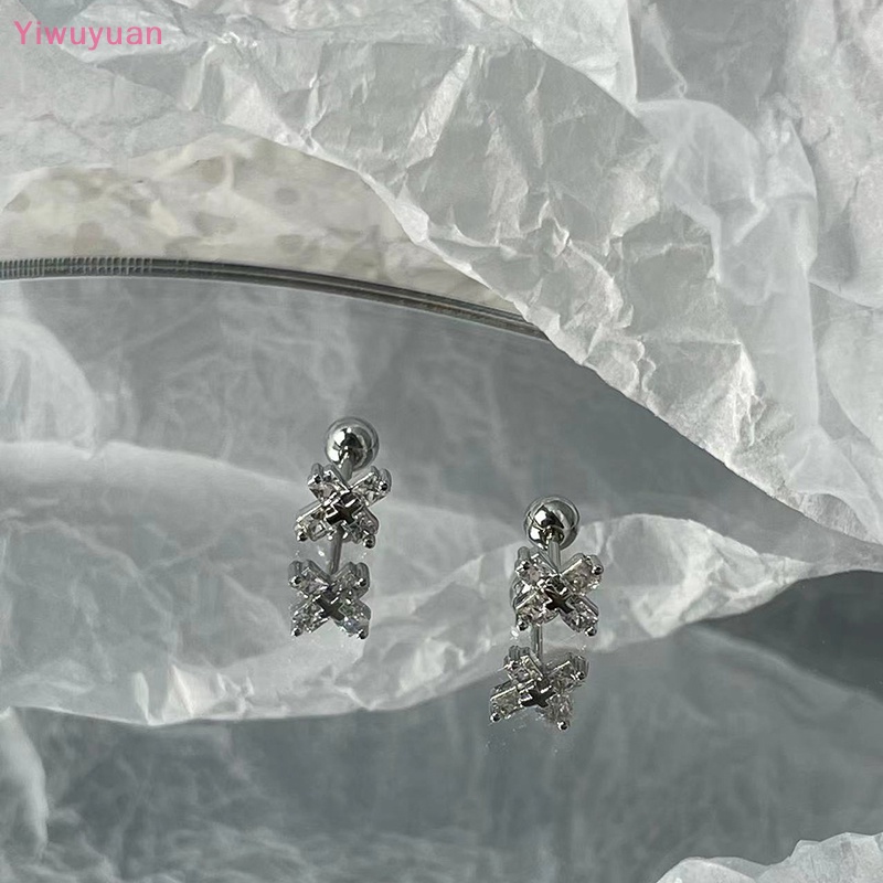 1 Đôi Khuyên Tai Xoắn Ốc Đính Đá Zircon Đơn Giản Mới