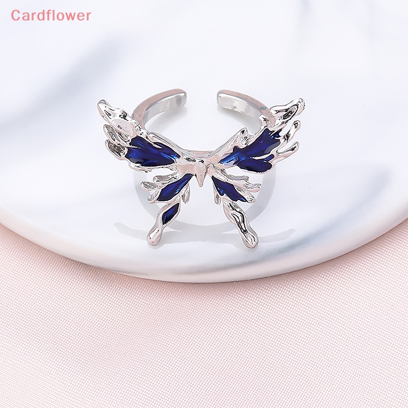 < Cardflower > Nhẫn Hở Hình Bướm Pha Lê Nhẹ Nhàng Đơn Giản Cá Tính Thời Trang Kiểu Pháp Có Thể Điều