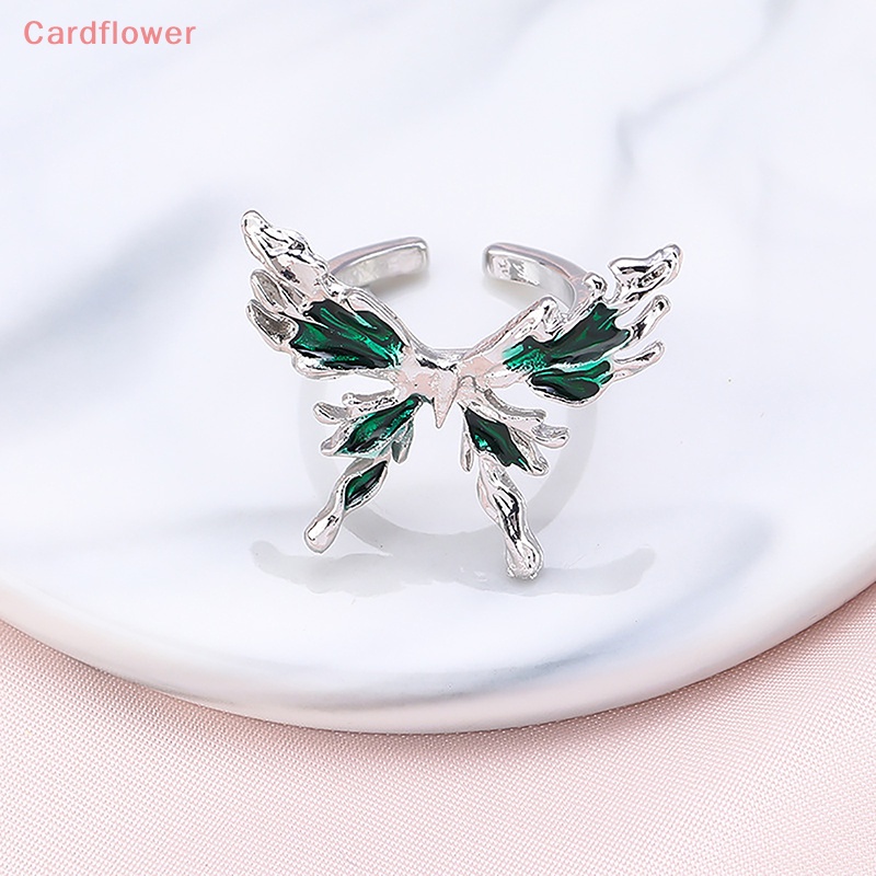 < Cardflower > Nhẫn Hở Hình Bướm Pha Lê Nhẹ Nhàng Đơn Giản Cá Tính Thời Trang Kiểu Pháp Có Thể Điều