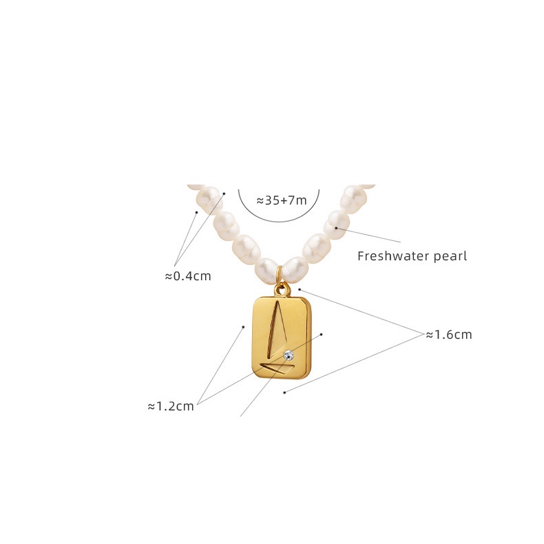 Vòng cổ Thép Titan Mặt Hình Tam Giác Đính Đá Zircon Và Ngọc Trai Không Phai Màu Sang Trọng